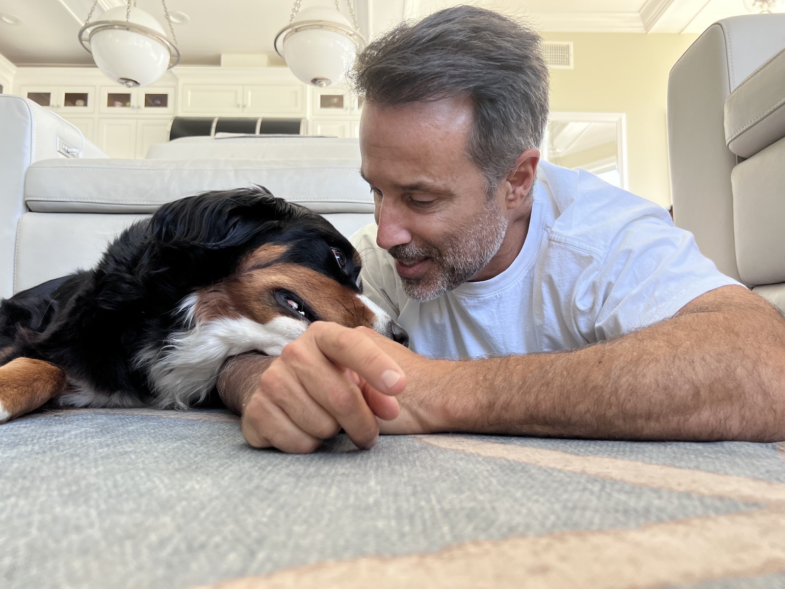 Rob and Nala forehead to forehead